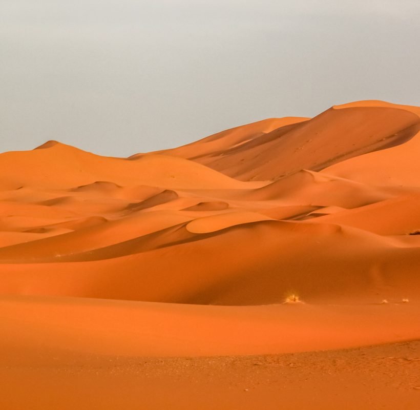 Stunning sand dunes of Sahara desert in Merzouga, Morocco